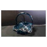 Vintage Indiana Glass Blue Monticello Basket Dish