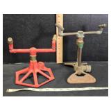 2 cast iron lawn sprinklers, vintage