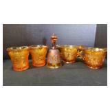 Vintage Amber Etched Glass Tabletop Kitchen Dishes