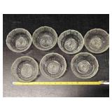 7 Vintage Arcoroc Fleur clear pressed glass bowls