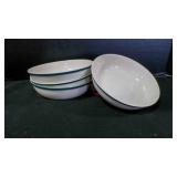 4 Vintage Cream Color Stoneware Kitchen Soup Bowls