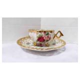 Vintage Napco Co. Rose Teacup & Open-Lace Saucer