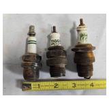 3 Vintage Spark Plugs, Tiger, Philips 66, enamel