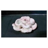 Pink & White Ceramic "Flower Frog" Open Rose Shape