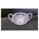 Vintage Deep Etched Open Top Glass Bowl w/Handles