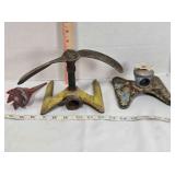 3 vintage lawn sprinklers, pressed metal