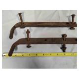 2 Antique hand-forged iron strap hinges