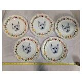 5 White Ceramic Plates, 9" across