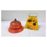 Vintage Yellow Desk Bell & Red Service Bell