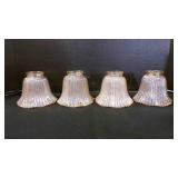 4 Vintage Amber Etched Ruffled Glass Lamp Shades