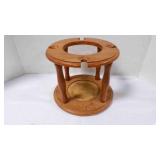 Vintage Wood Wine Bottle & 4 Wine Glass Caddy