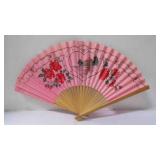 Vintage Hand-Painted Japanese Floral Folding Fan