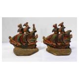 Pair of Vintage Cast Iron Pirate Ship Bookends