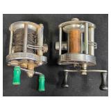 2 bait casting fishing reels, vintage