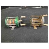 2 Bronson bait casting fishing reels, vintage