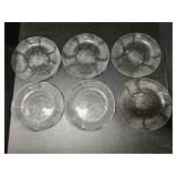 6 Vintage clear pressed-glass plates, 7¾"