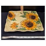 Square platter, Tuscan Sunflowers, hand painted