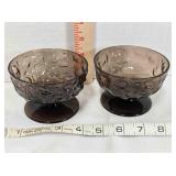 Pair of smoky glass sherbet dishes, 3" tall