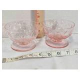 Pair of pink tint stemmed sherbet dishes, 3" tall