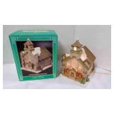 Vintage Lefton Porcelain Lighted Old Stone Church