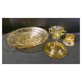 4 Mis-Matched/Replacement "Amber" Glass Pieces