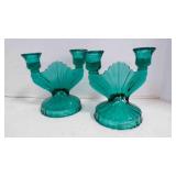 Depression Glass Double Candle Holders