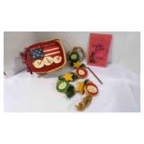 Holiday Items Wood Basket, Booklet & Wood Garland