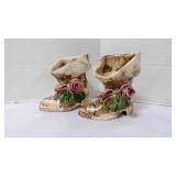 Matching Pair of Vintage Miniature Porcelain Boots