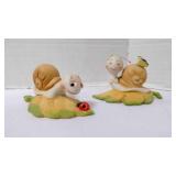 2 Vintage HOMCO Ceramic Snail Figurines