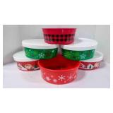 6 Plastic Holiday Food/Cookie Storage Containers