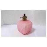 Antique Frosted Pink Embossed Mini Oil Lamp Base