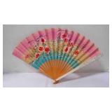 Vintage Hand-Painted Japanese Floral Folding Fan