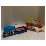 2 Storage Cases Of Sewing Supplies & Some Fabric