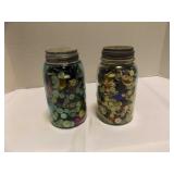 2 Mason Jars Full Of Buttons