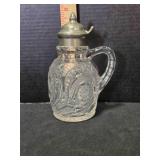 Vintage pressed glass syrup pitcher, 6½" tall