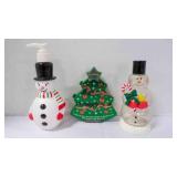 3 Christmas Holiday Snowman Dispensers & Tree