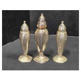 3 Salt & Pepper shakers, chrome finish