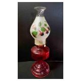 Vintage Pedestal Glass Kerosene Oil Lamp
