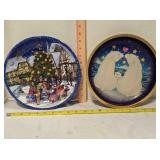2 Metal Decorative Bowls, 10" across