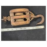 Antique double pulley block & tackle