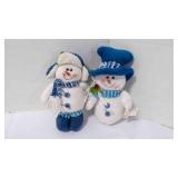 Holiday Snowman Plush Tree Ornaments w/Yarn Loop