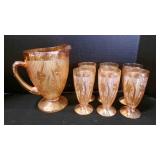 Vintage Marigold Carnival Glass Water/Punch Set