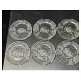 6 Vintage clear pressed-glass plates