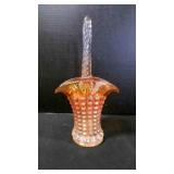 Vintage Marigold Colorway Carnival Glass Basket