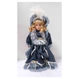 Vintage Victorian Porcelain Doll w/Stand/Dress/Hat