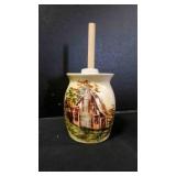 Vintage Mini Butter Churn Crock w/Wood Stick & Lid