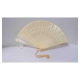 Vintage Celluloid Faux-Sandalwood Fretwork Fan