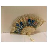 Hand Painted Lace & Plastic Folding Hand Fan -
