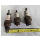3 Vintage Spark Plugs, Champion 6-M, AC, Varcon