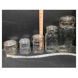 5 self-sealing canning jars, Atlas brand